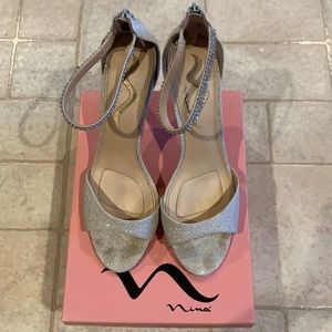 Nina Silver Sparkly Heels